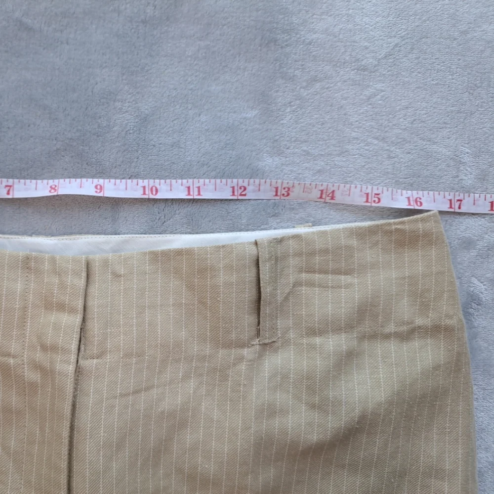 Women’s Tape Measure Beige Striped Linen Blend Career Style Pants Size 10 - Picture 13 of 16